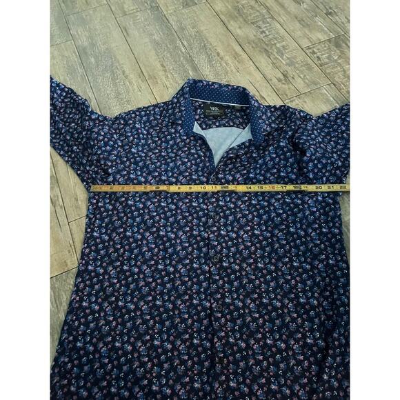 WRK Men's Blue Floral 4-Way Stretch Long Sleeves Shirt Size 16 1/2 - Picture 2 of 4